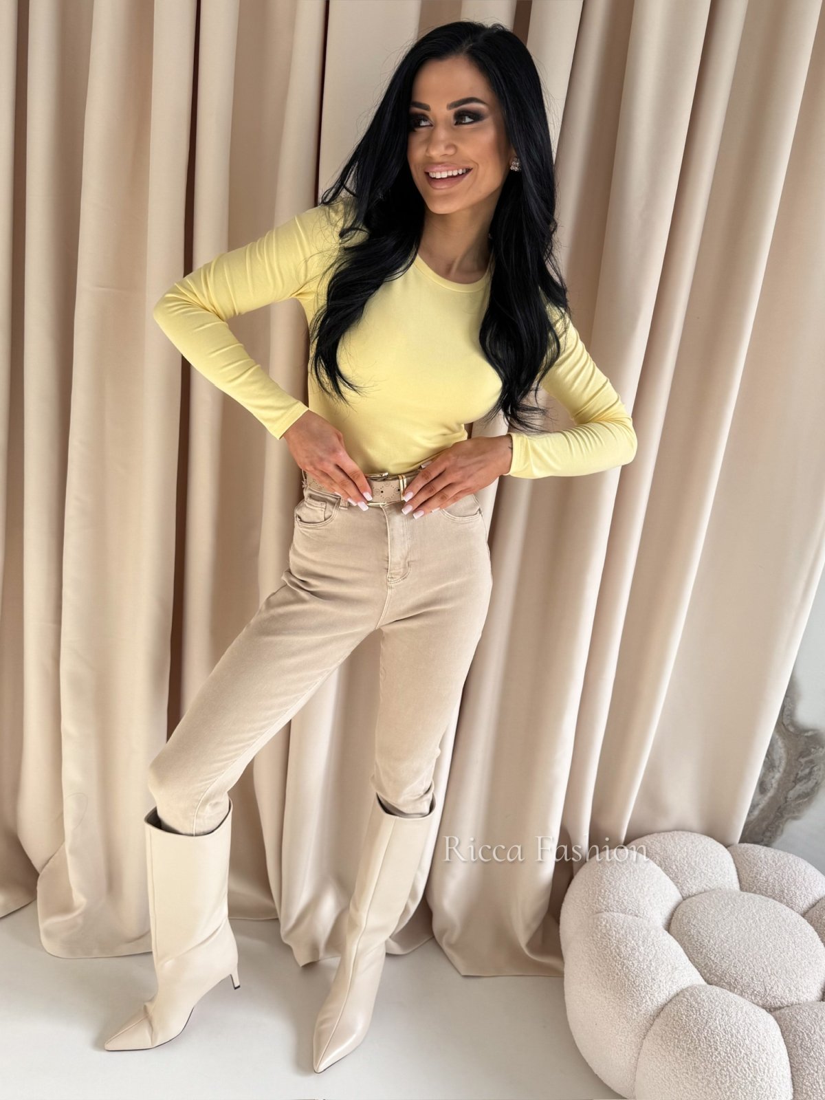 Bluzka z bawełny AURORI, banana