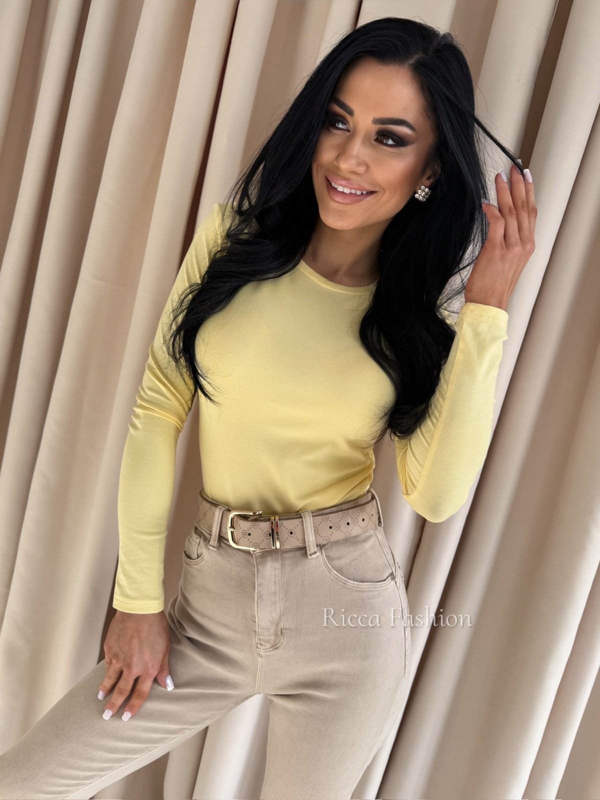 Bluzka z bawełny AURORI, banana