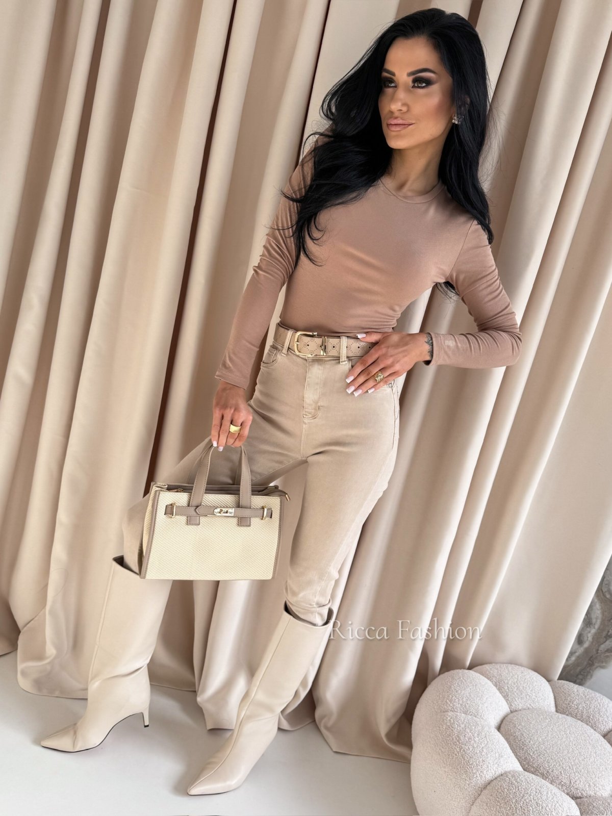 Bluzka z bawełny AURORI, carmel