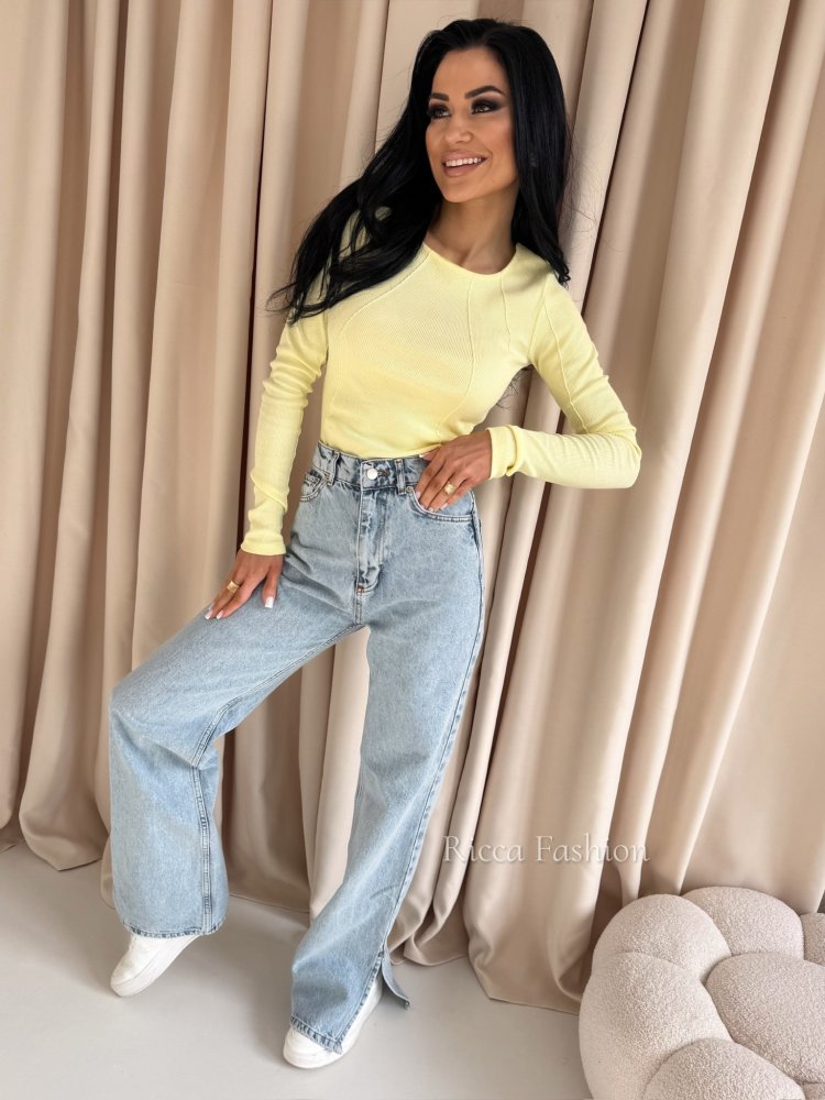 Bluzka prążkowana AMELINE, banana