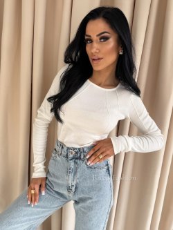 Bluzka prążkowana AMELINE, ecru