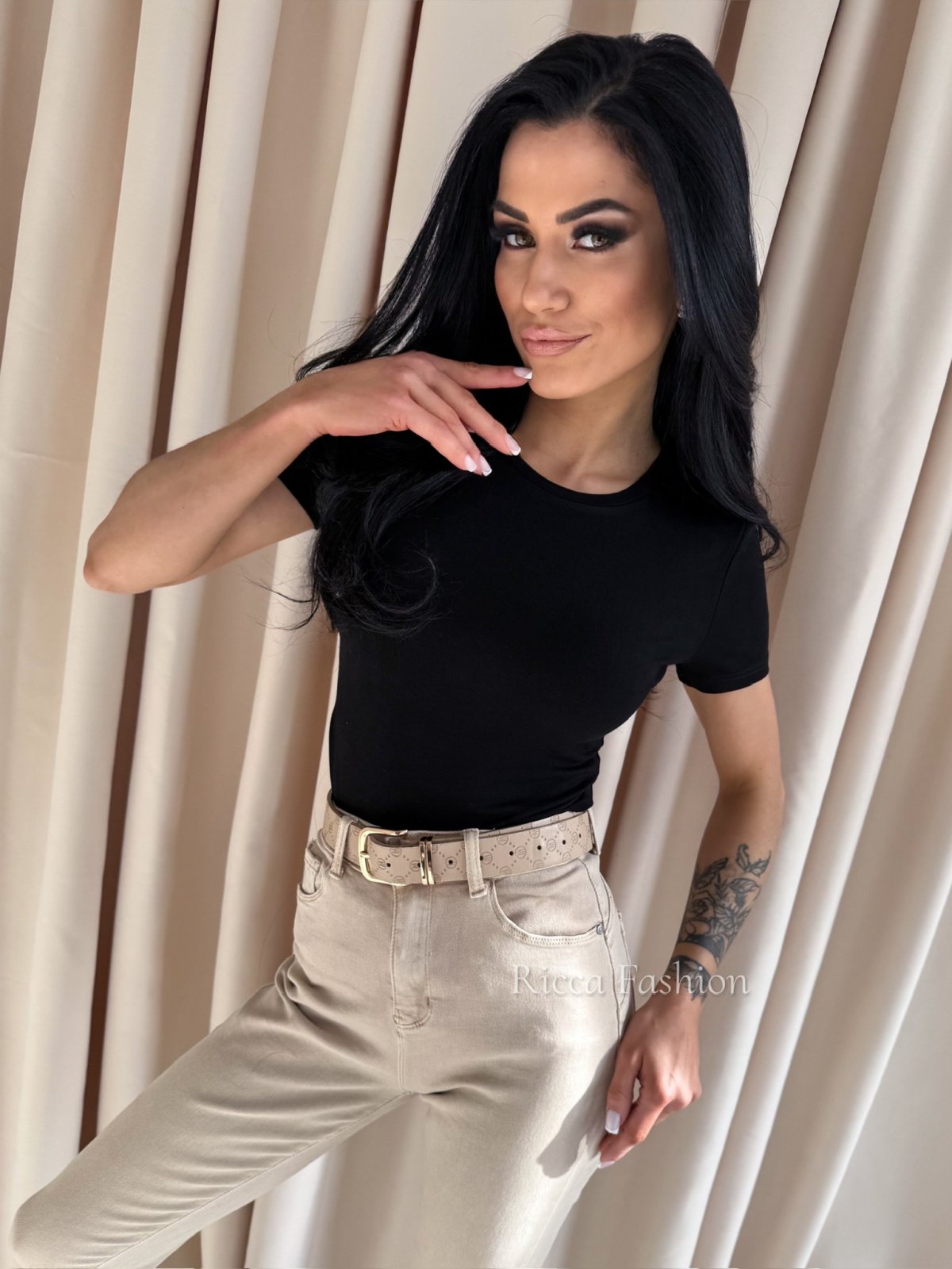 T-shirt bawełniany MATILDE, black