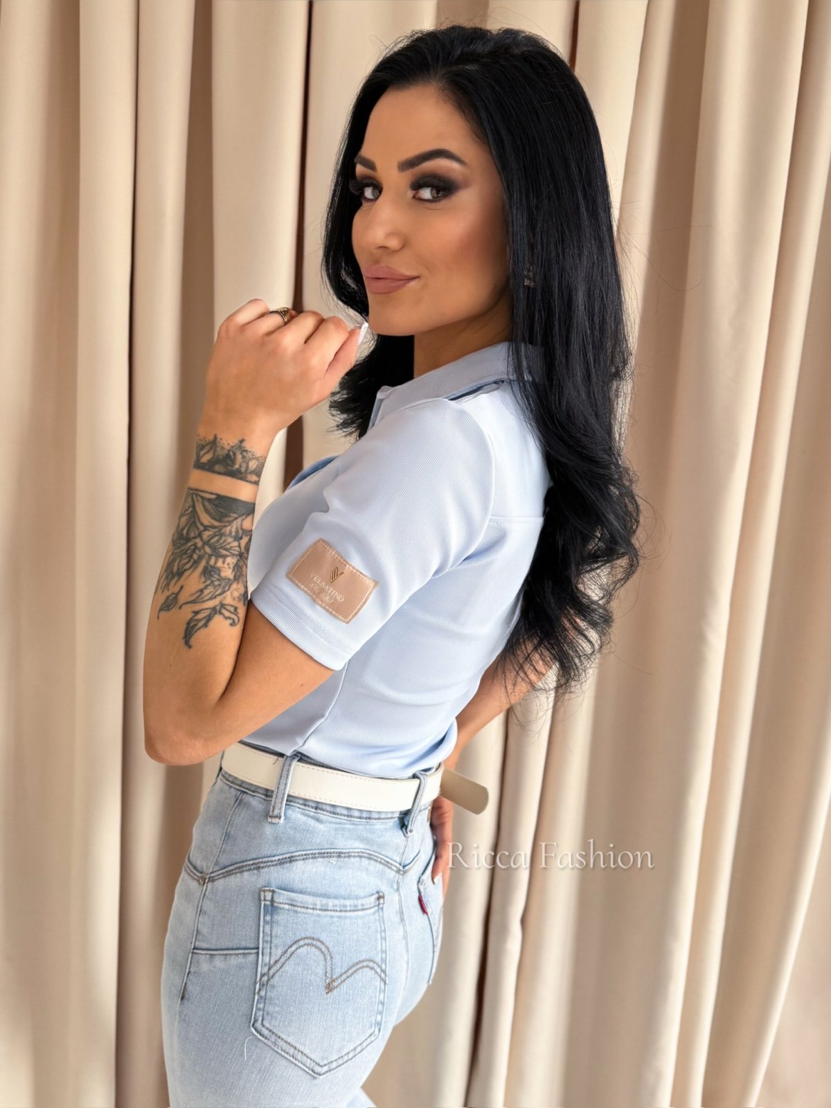 Bluzka polo GEORGINA, baby blue