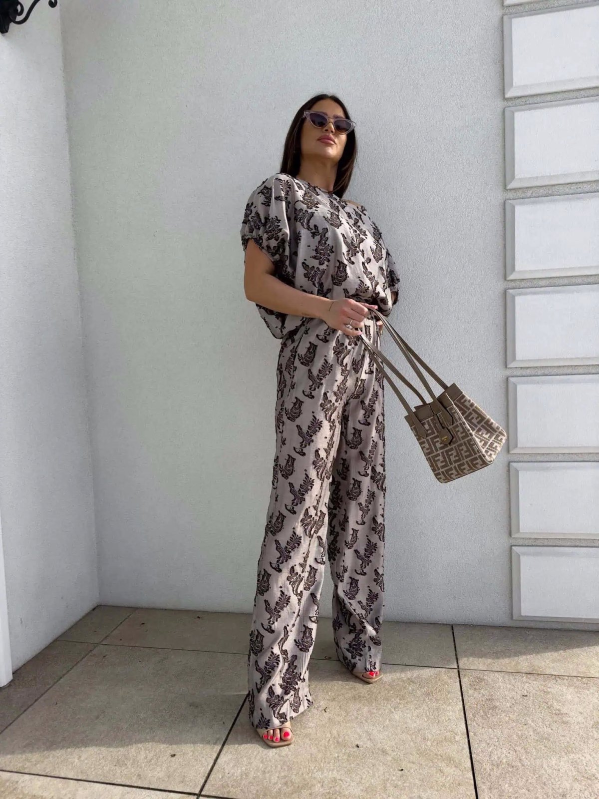 Komplet LUXE print, ornament/kawowy