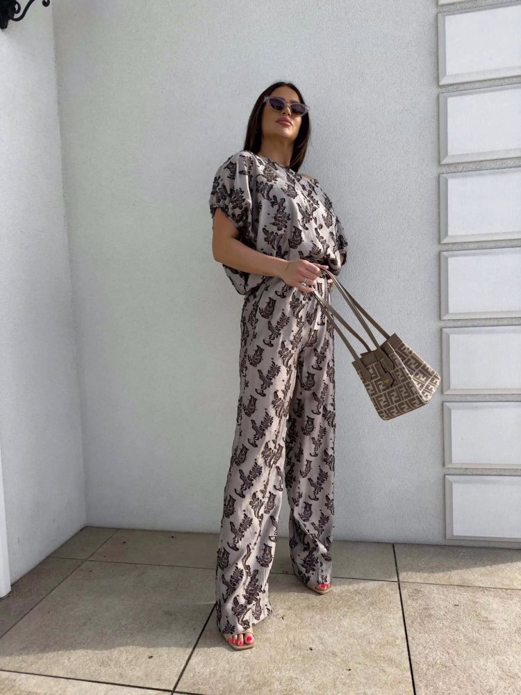 Komplet LUXE print, ornament/kawowy