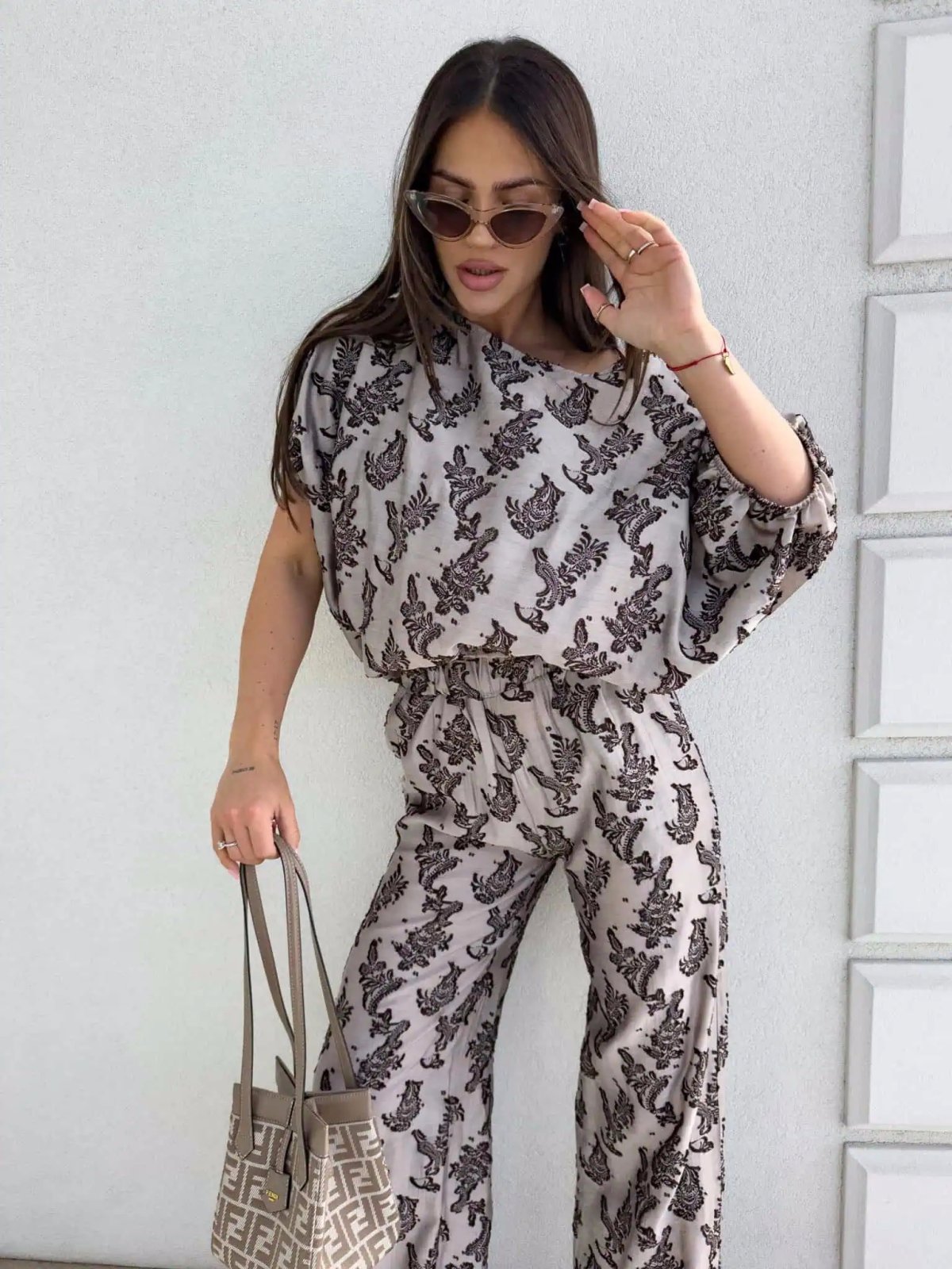 Komplet LUXE print, ornament/kawowy