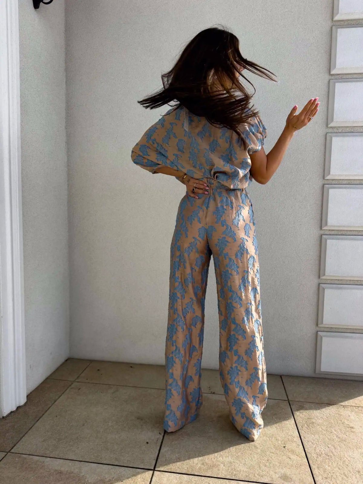 Komplet LUXE print, ornament/blue