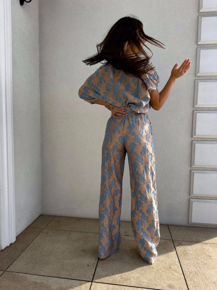 Komplet LUXE print, ornament/blue