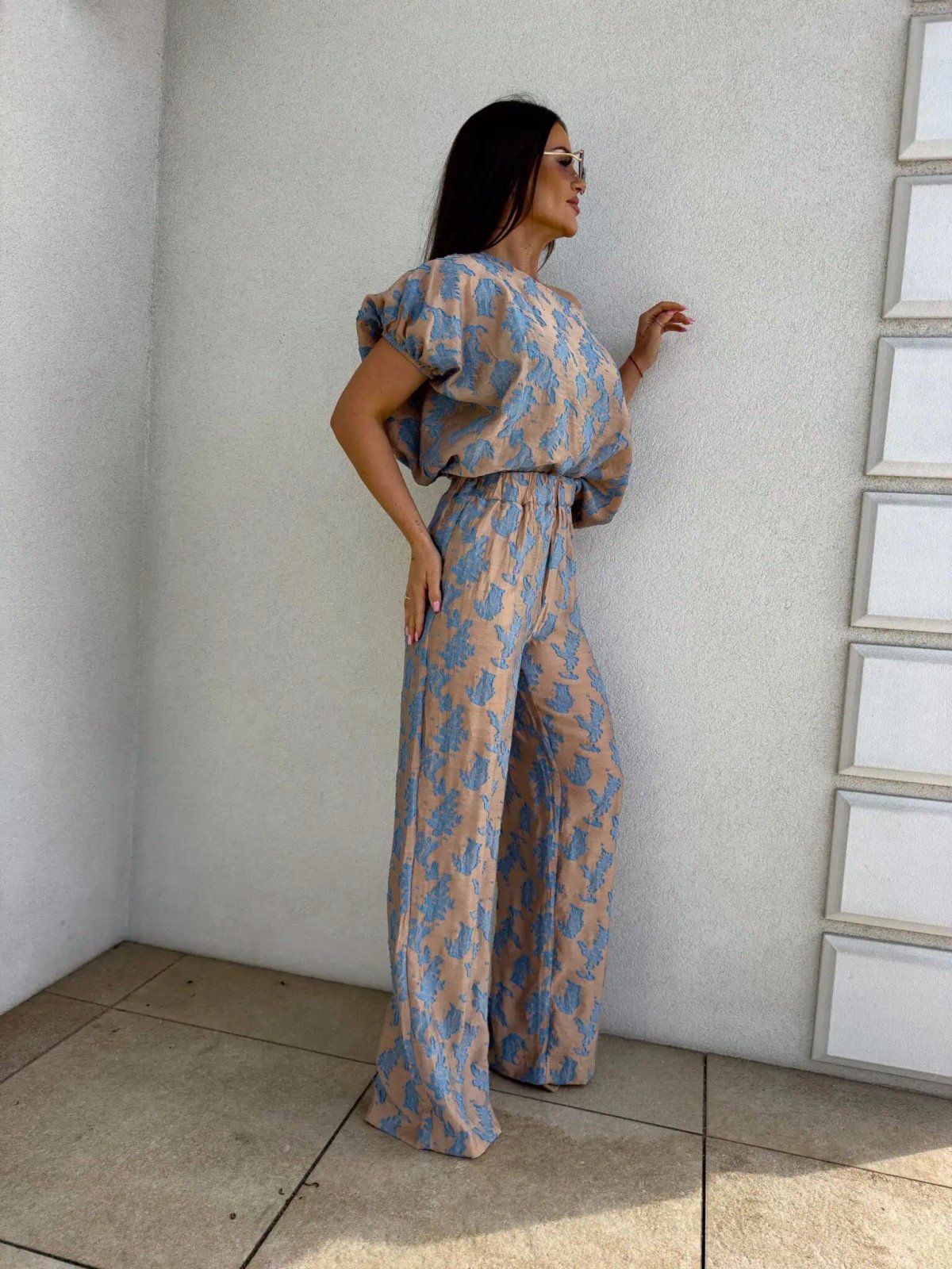 Komplet LUXE print, ornament/blue