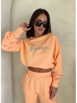 Bluza dresowa LOGO, morelowa