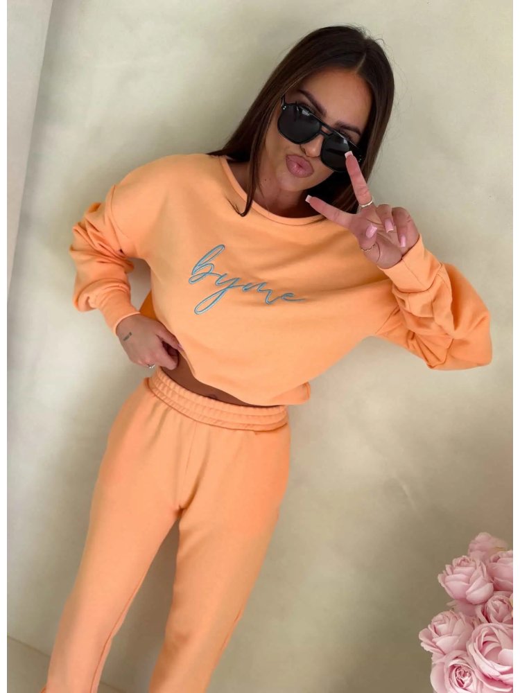 Bluza dresowa LOGO, morelowa