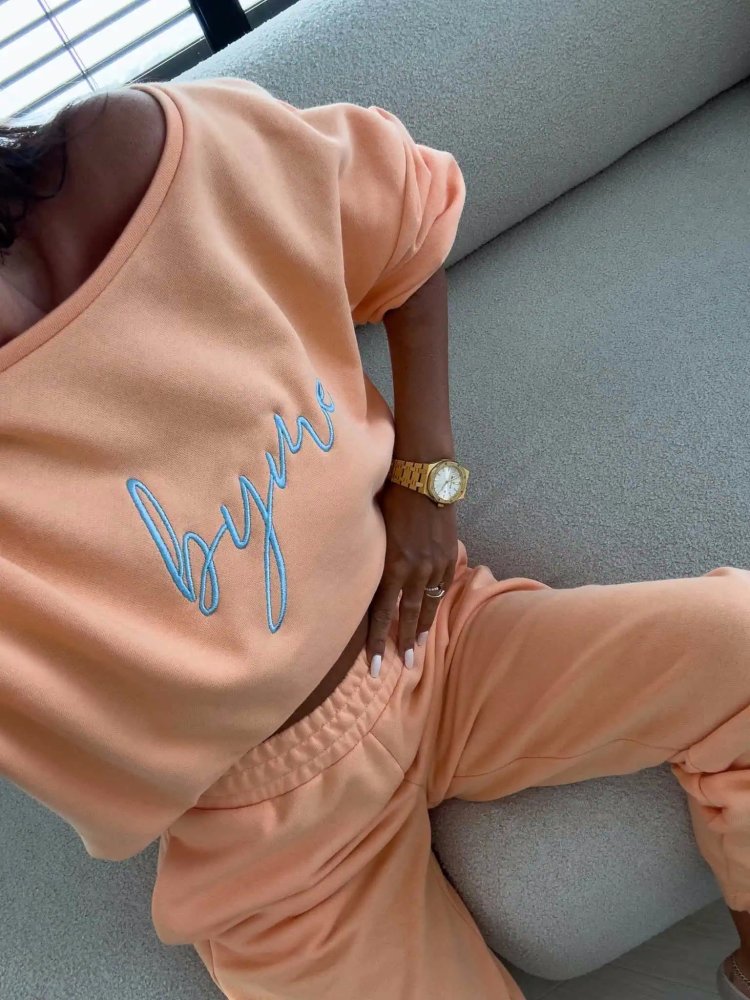 Bluza dresowa LOGO, morelowa