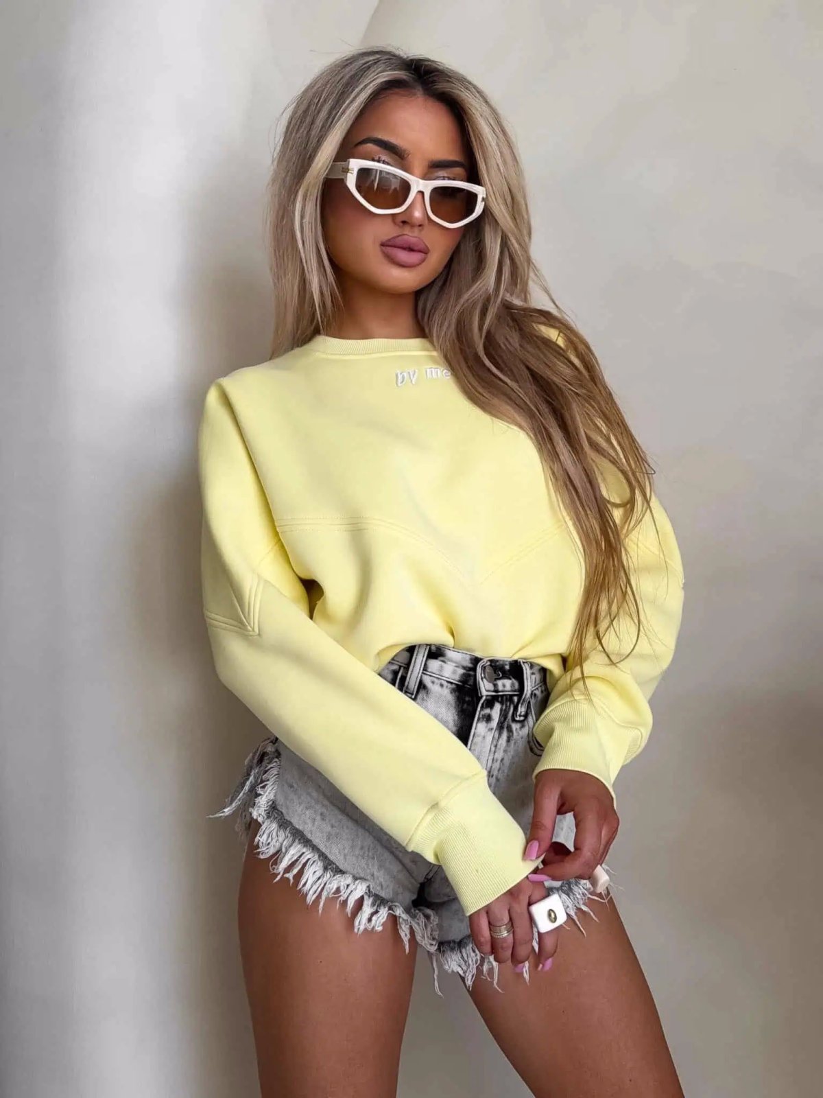 Bluza dresowa LOVE, cytrynowa