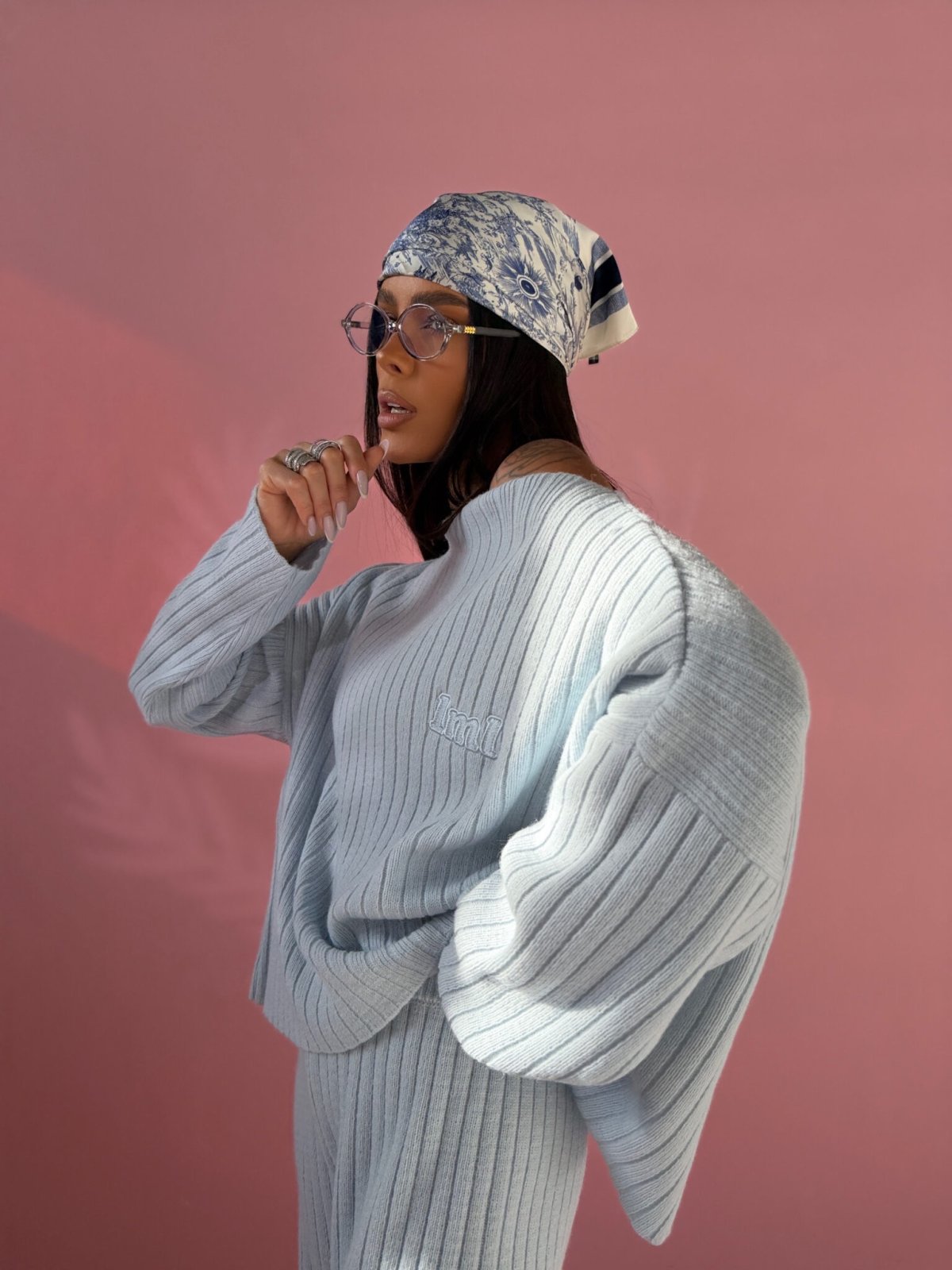 Komplet dzianinowy SWEETS, błękit