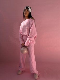 Komplet dzianinowy SWEETS, róż