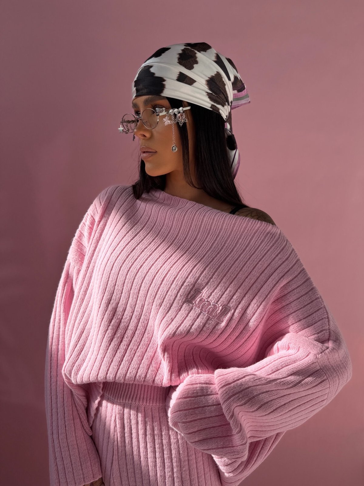 Komplet dzianinowy SWEETS, róż