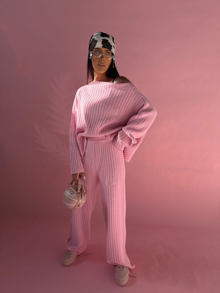 Komplet dzianinowy SWEETS, róż