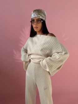 Komplet dzianinowy SWEETS, kokos