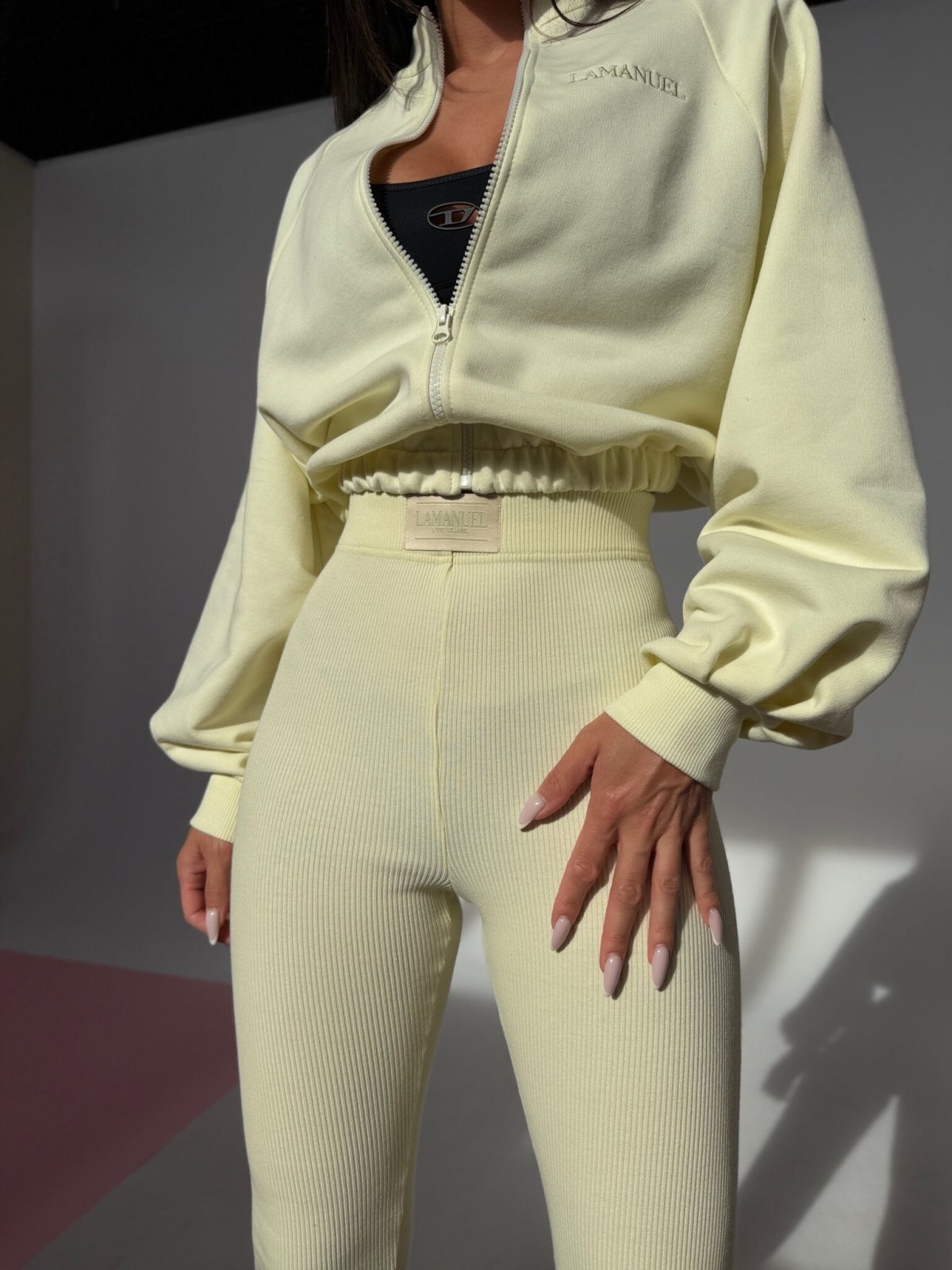 Legginsy prążkowane DOLL, cytryna