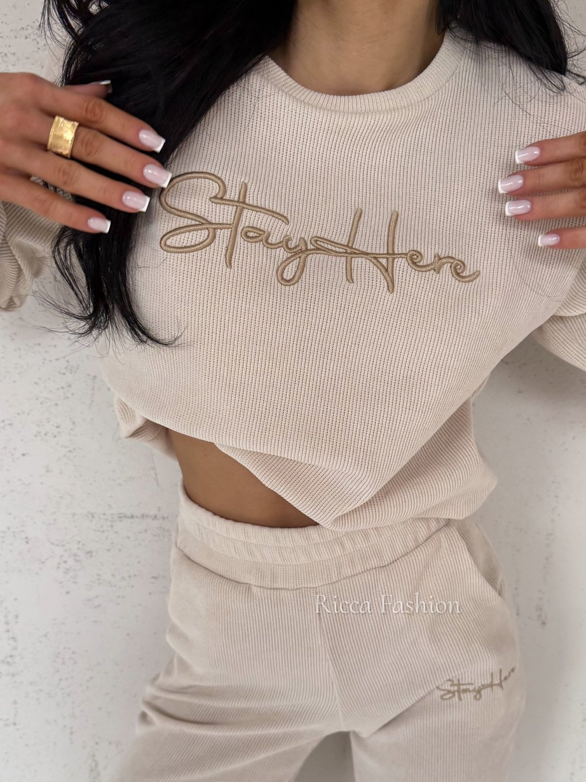 Komplet z wiskozą STAY WITH ME, beige