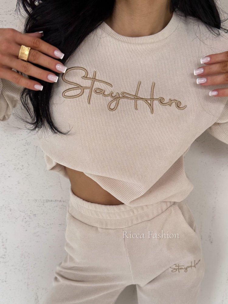 Komplet z wiskozą STAY WITH ME, beige