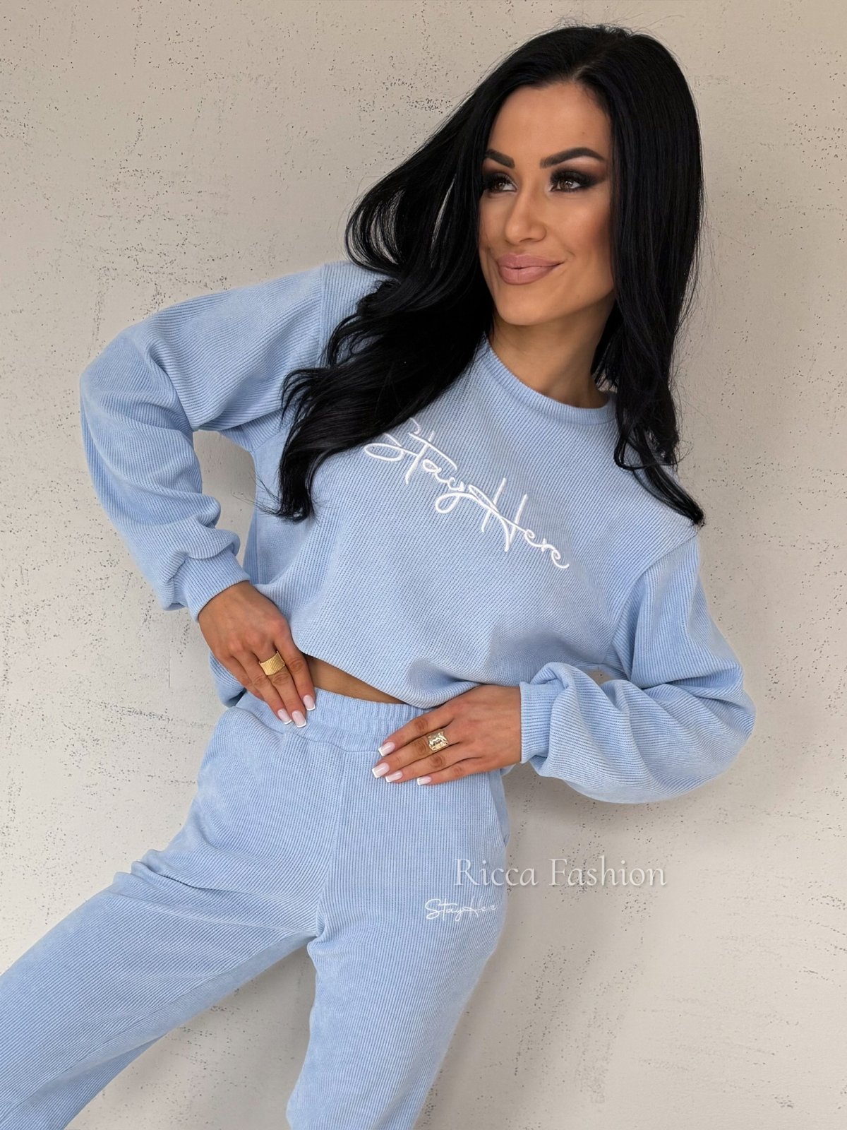 Komplet z wiskozą STAY WITH ME, baby blue