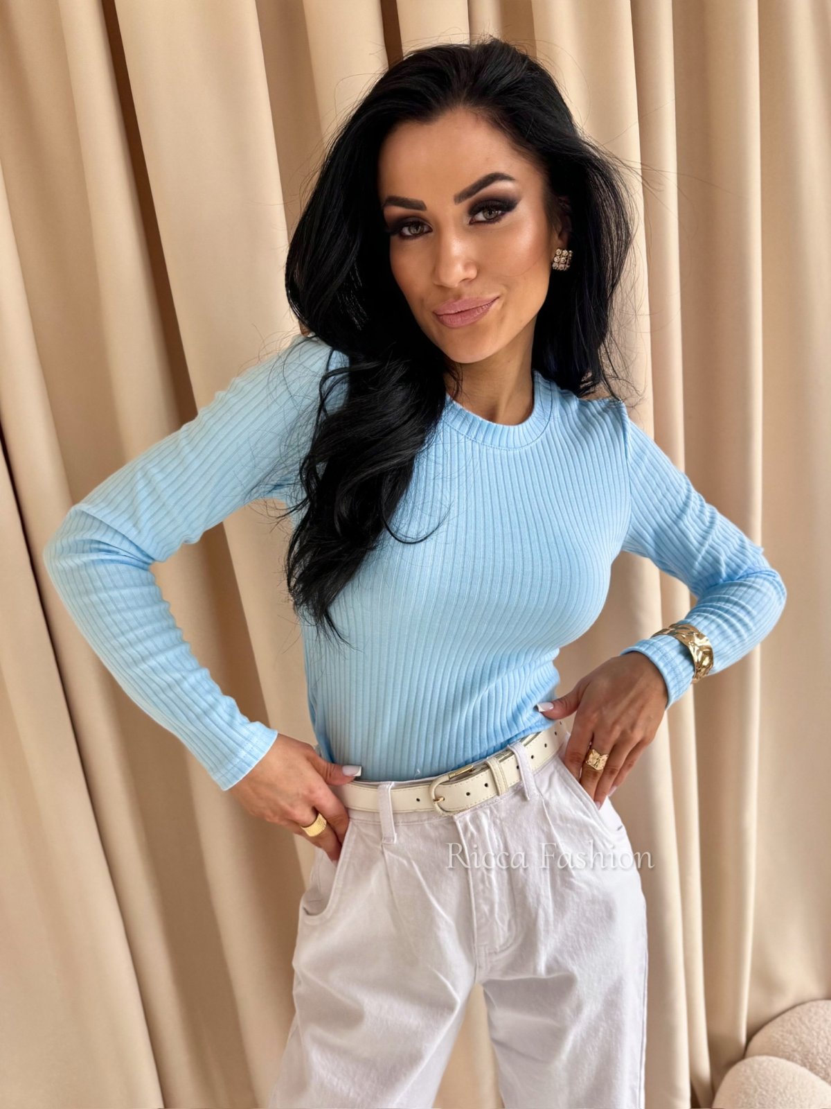 Bluzka bawełniana IMAGINE, baby blue