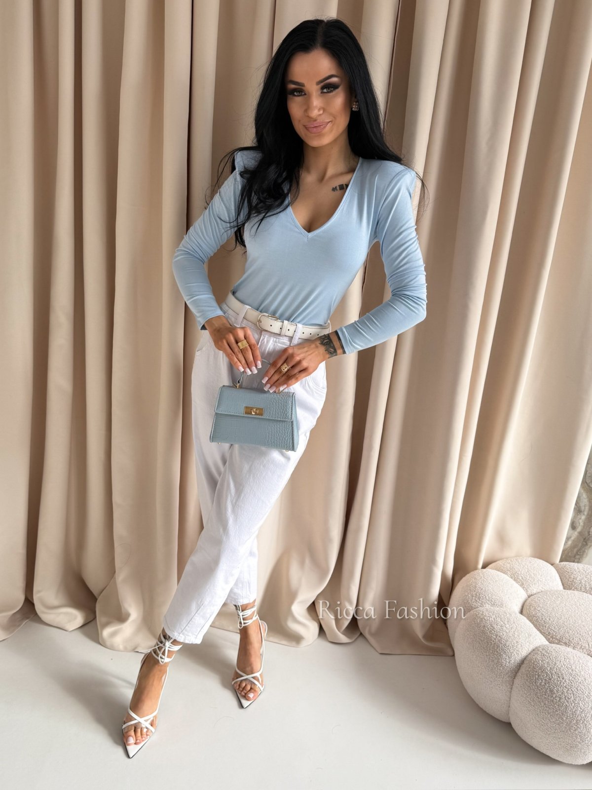 Bluzka z poduszkami MARIETTA, baby blue