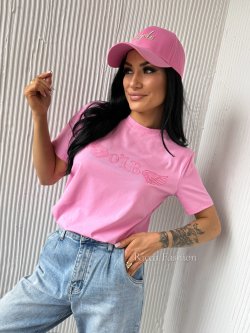 T-shirt bawełniany WINGS, sweet pink