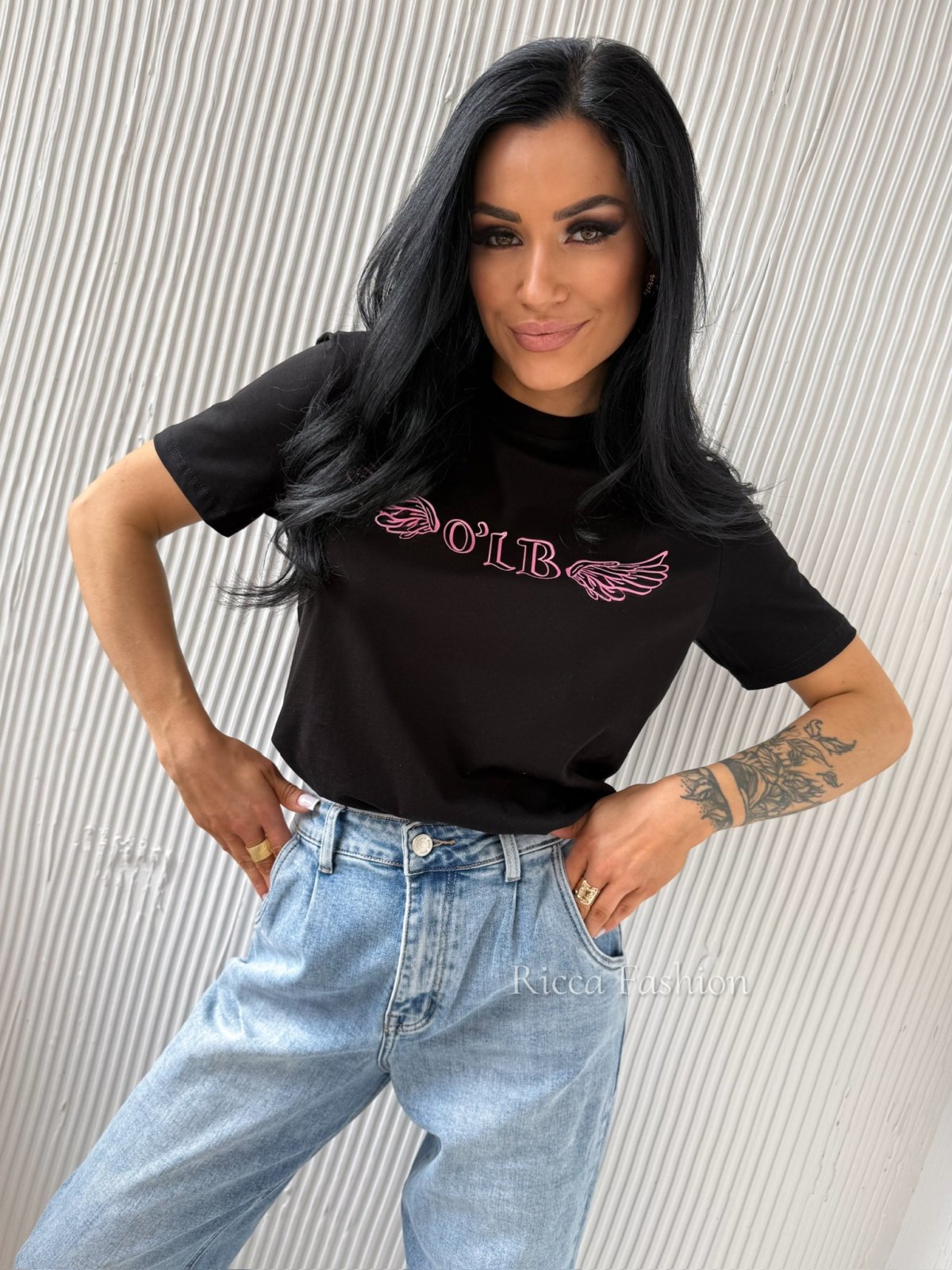 T-shirt bawełniany WINGS, black