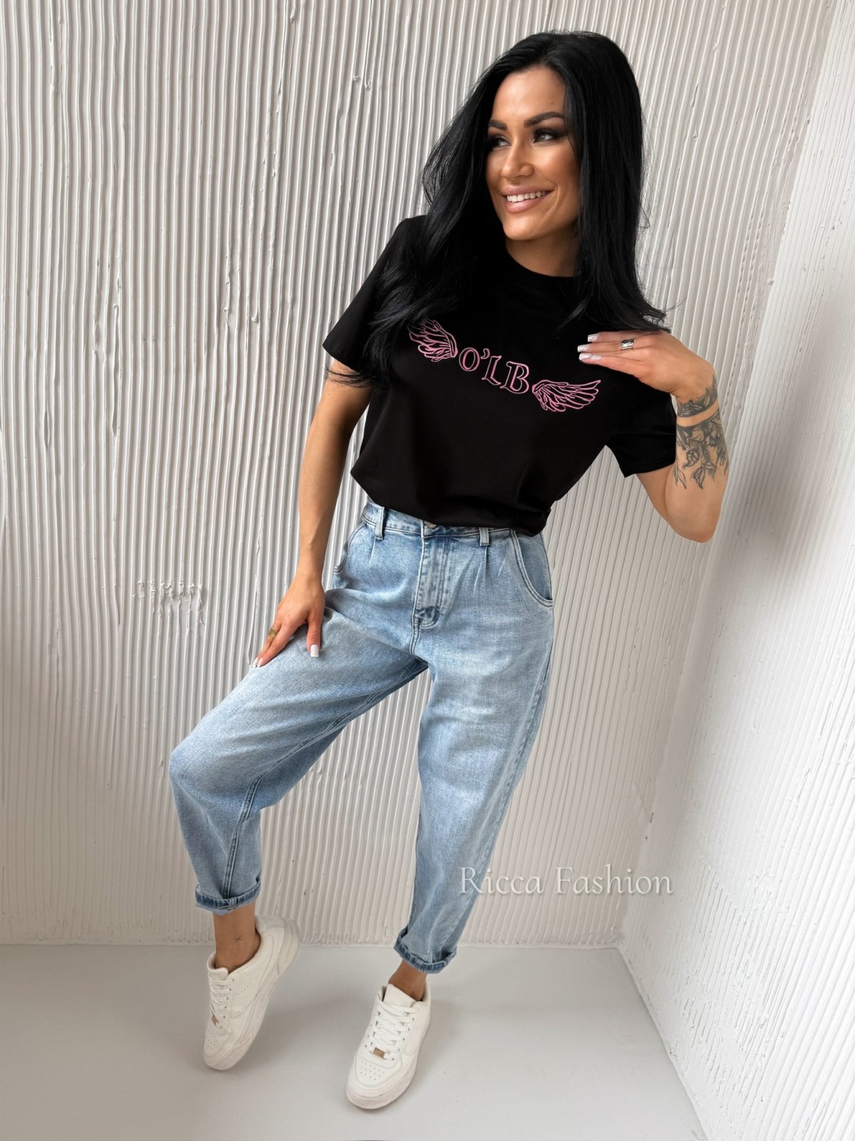 T-shirt bawełniany WINGS, black