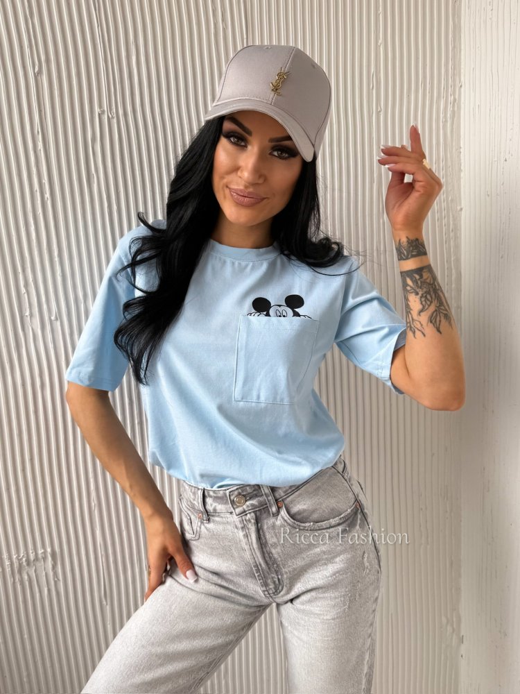 T-shirt bawełniany DISNEY, baby blue