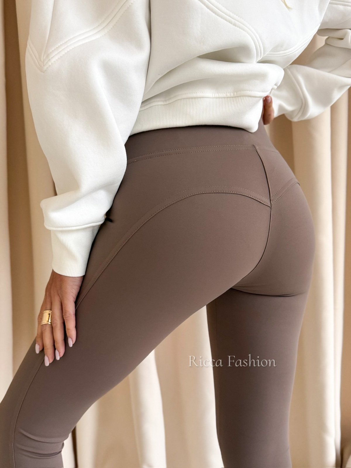 Legginsy z lycry MAROON push up, cappuccino