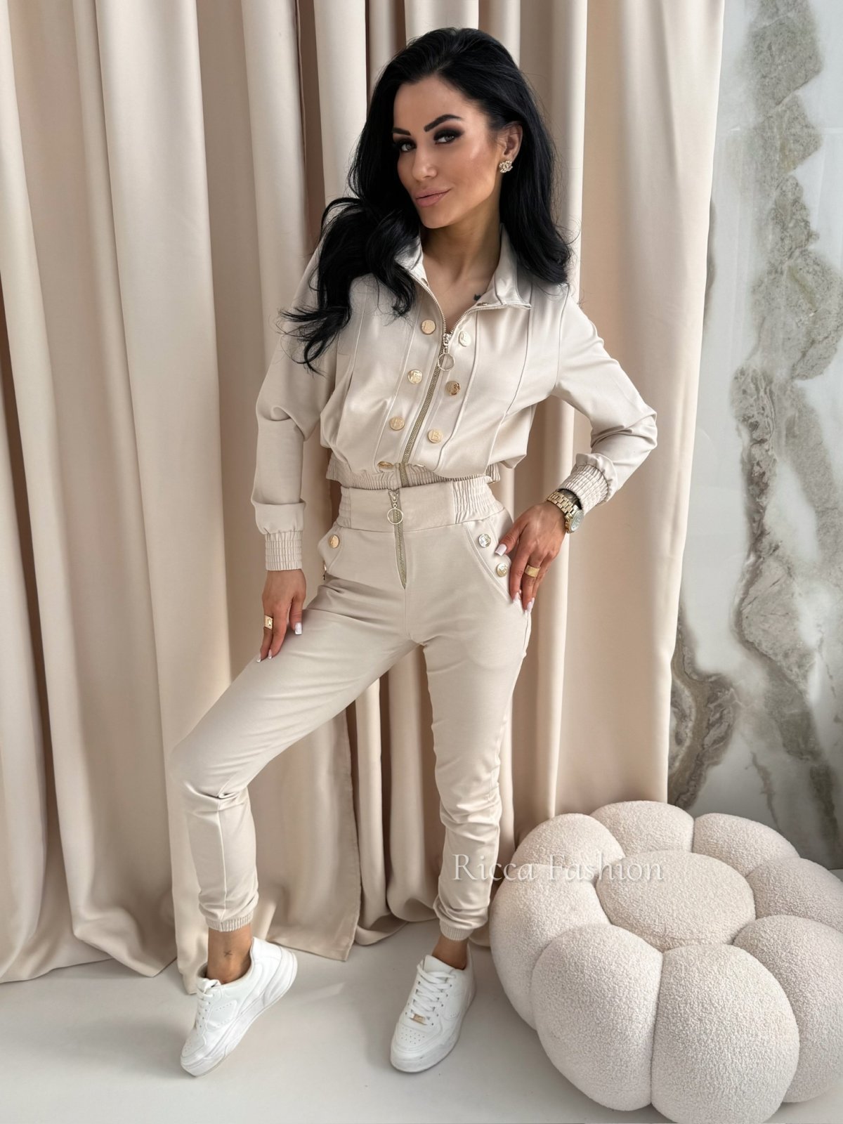 Komplet z wiskozy NICO, nude