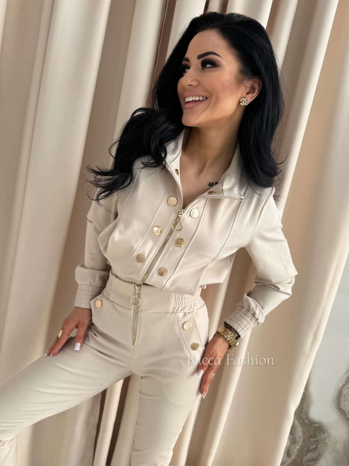 Komplet z wiskozy NICO, nude