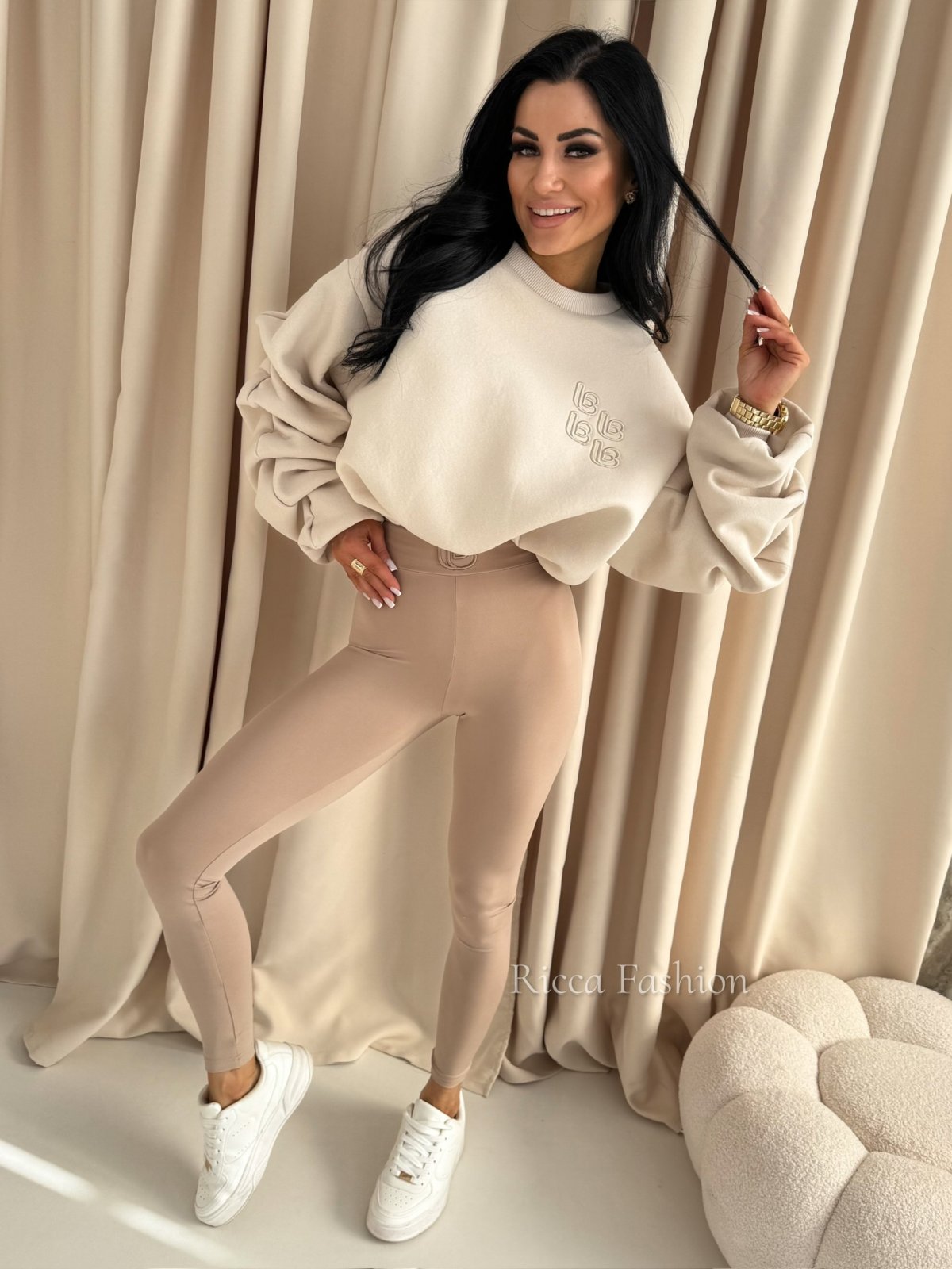 Bluza bawełniana VIVIANA, nude