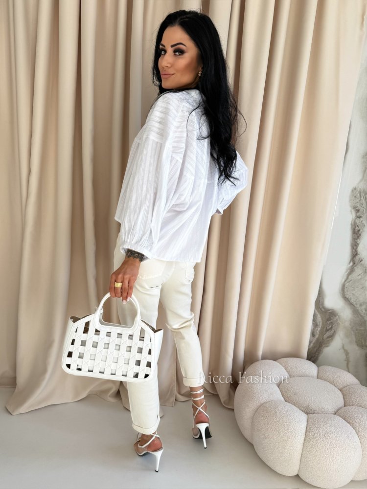 Koszula bawełniana LUNA, ecru