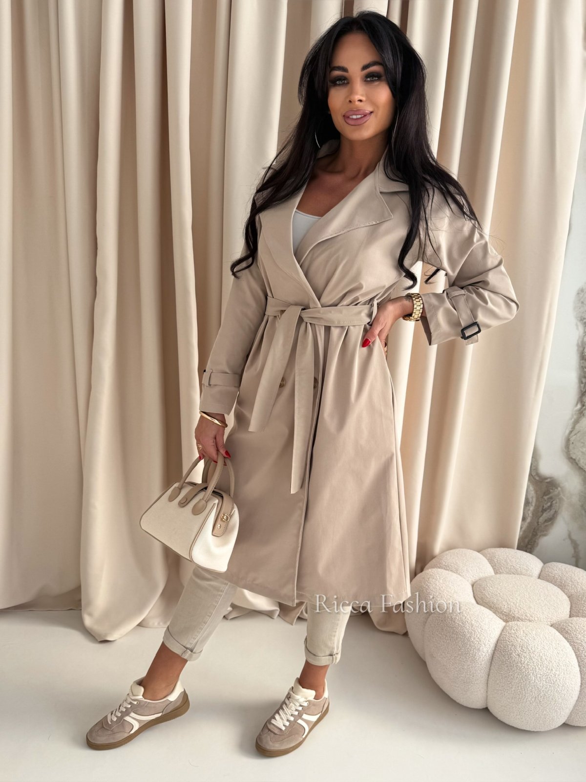 Płaszcz/trencz bawełniany ESTELLA, nude