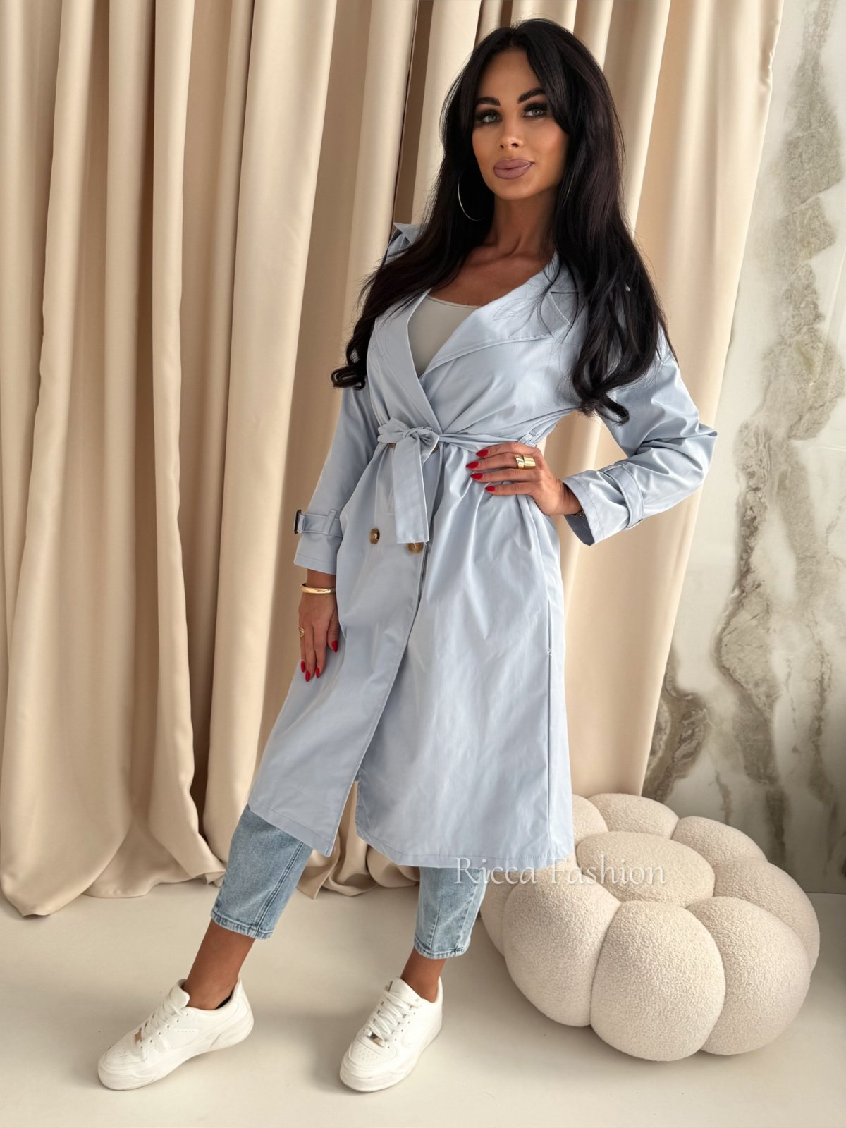 Płaszcz/trencz bawełniany ESTELLA, baby blue