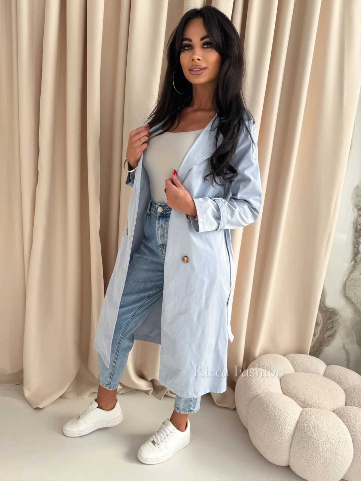 Płaszcz/trencz bawełniany ESTELLA, baby blue