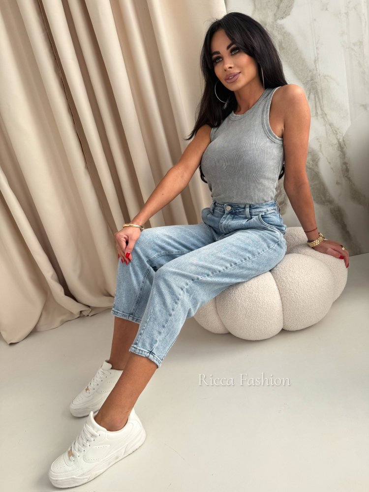 Bluzka/top dekatyzowana prążek CAMILA, grey