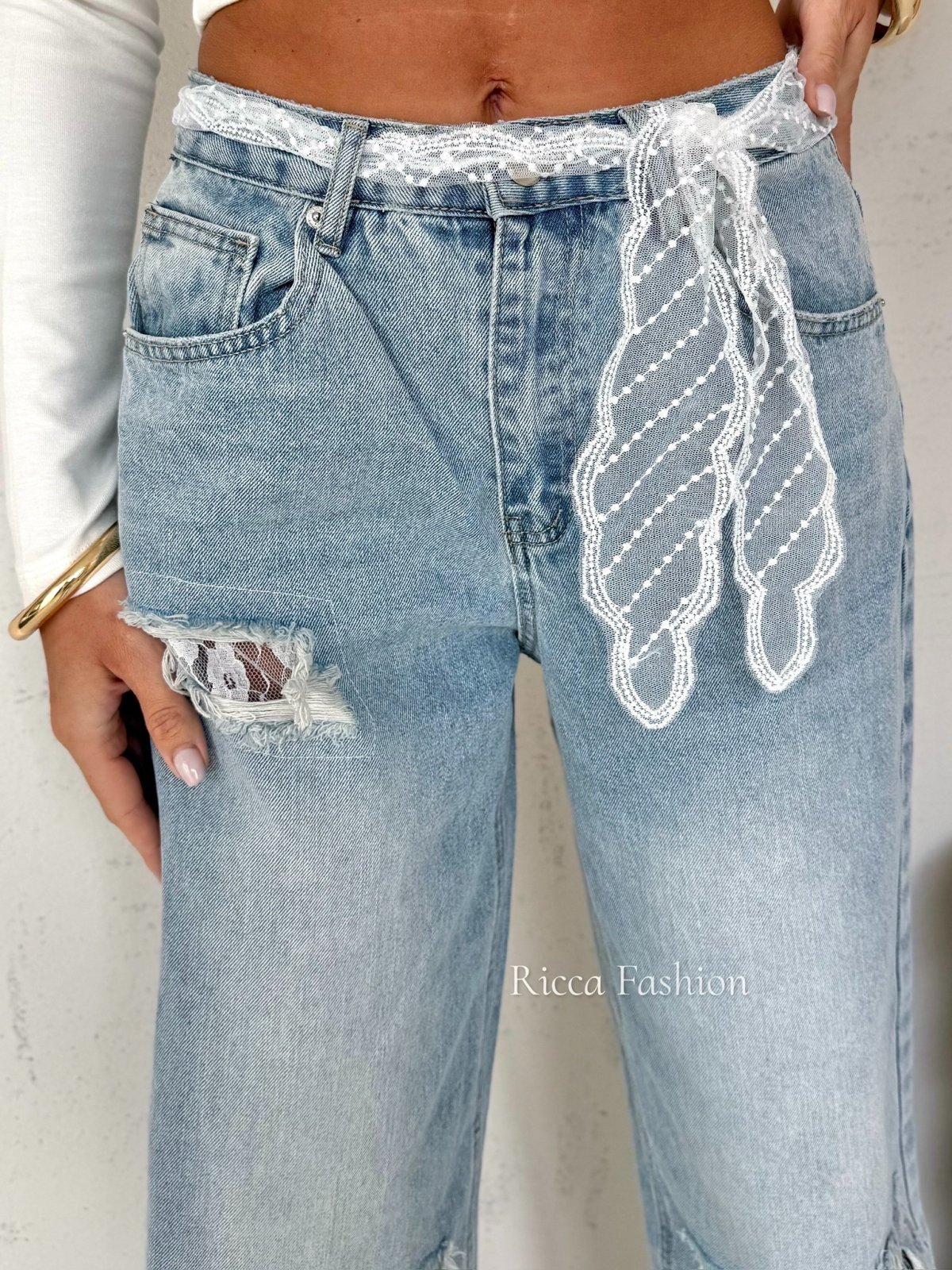 Spodnie wide leg LORA, blue