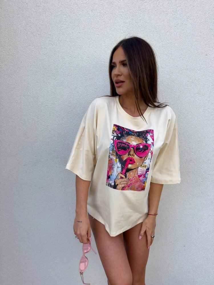 T-shirt PINK, jasny beż