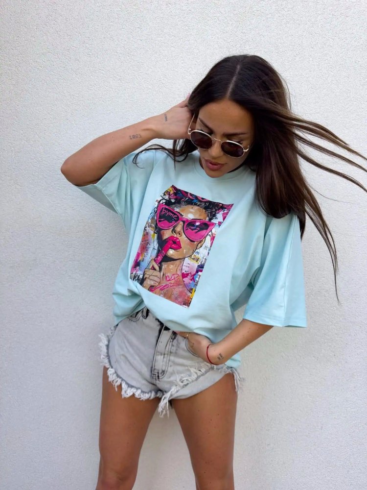 T-shirt PINK, błękitny