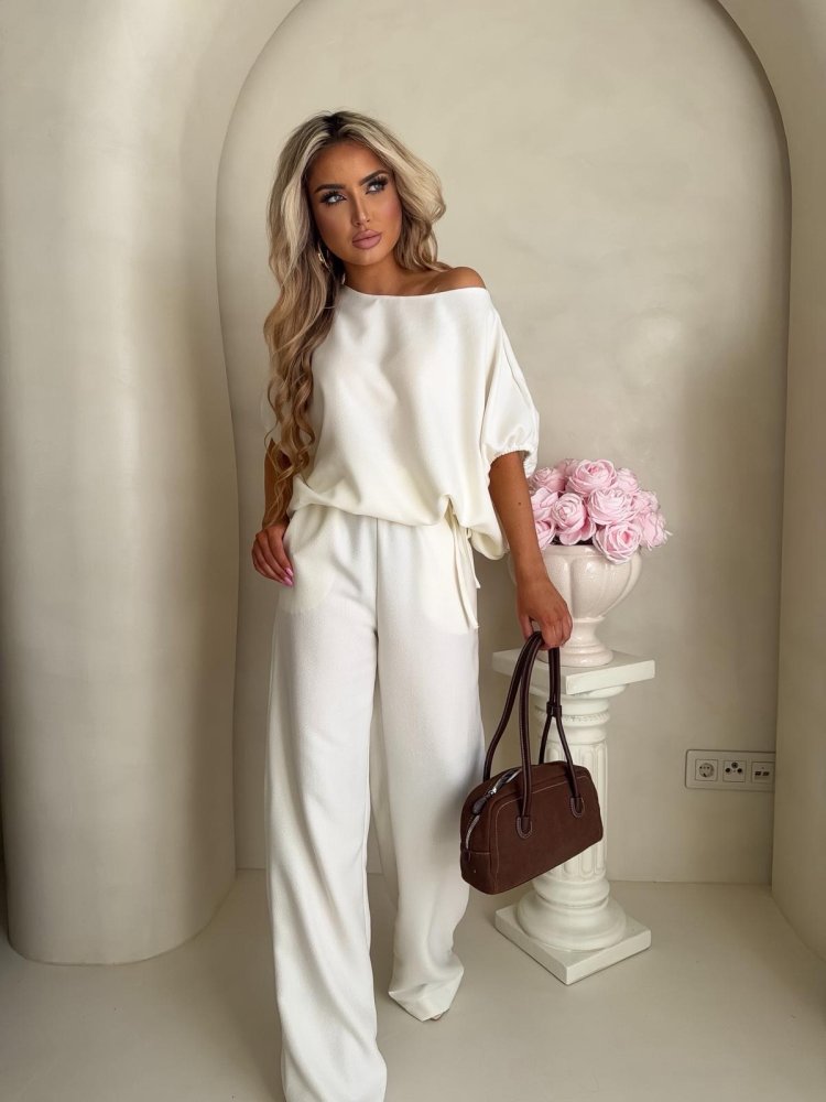 Komplet LUXE, prążek - ecru