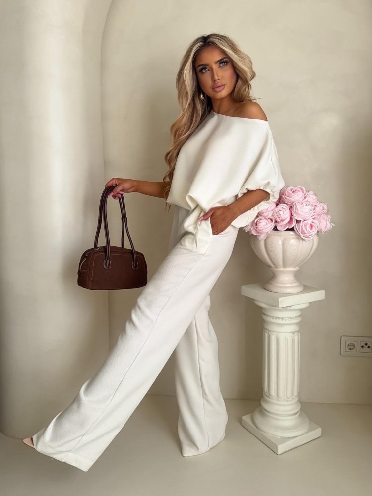 Komplet LUXE, prążek - ecru