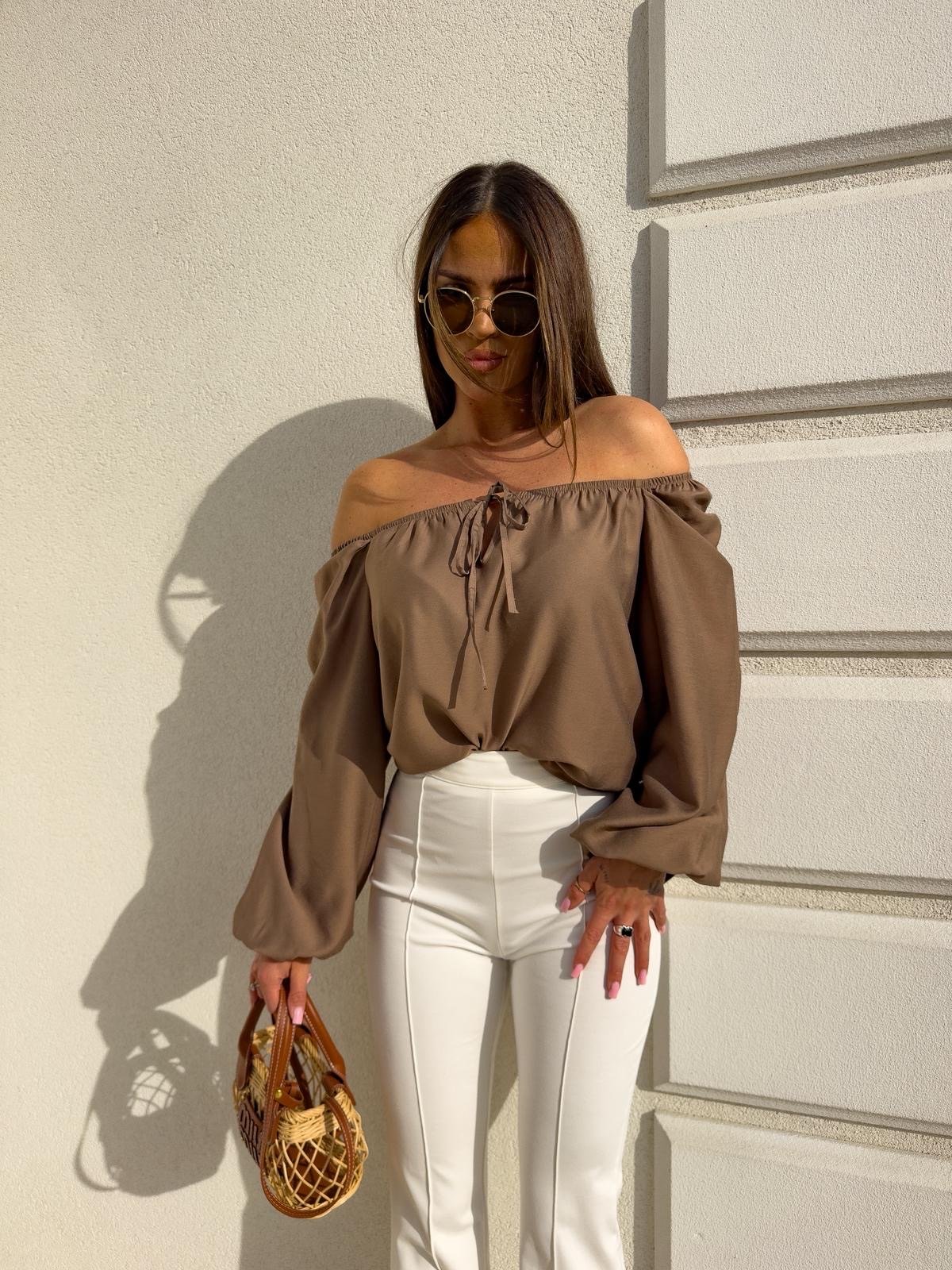 Bluzka hiszpanka LAURA, brąz