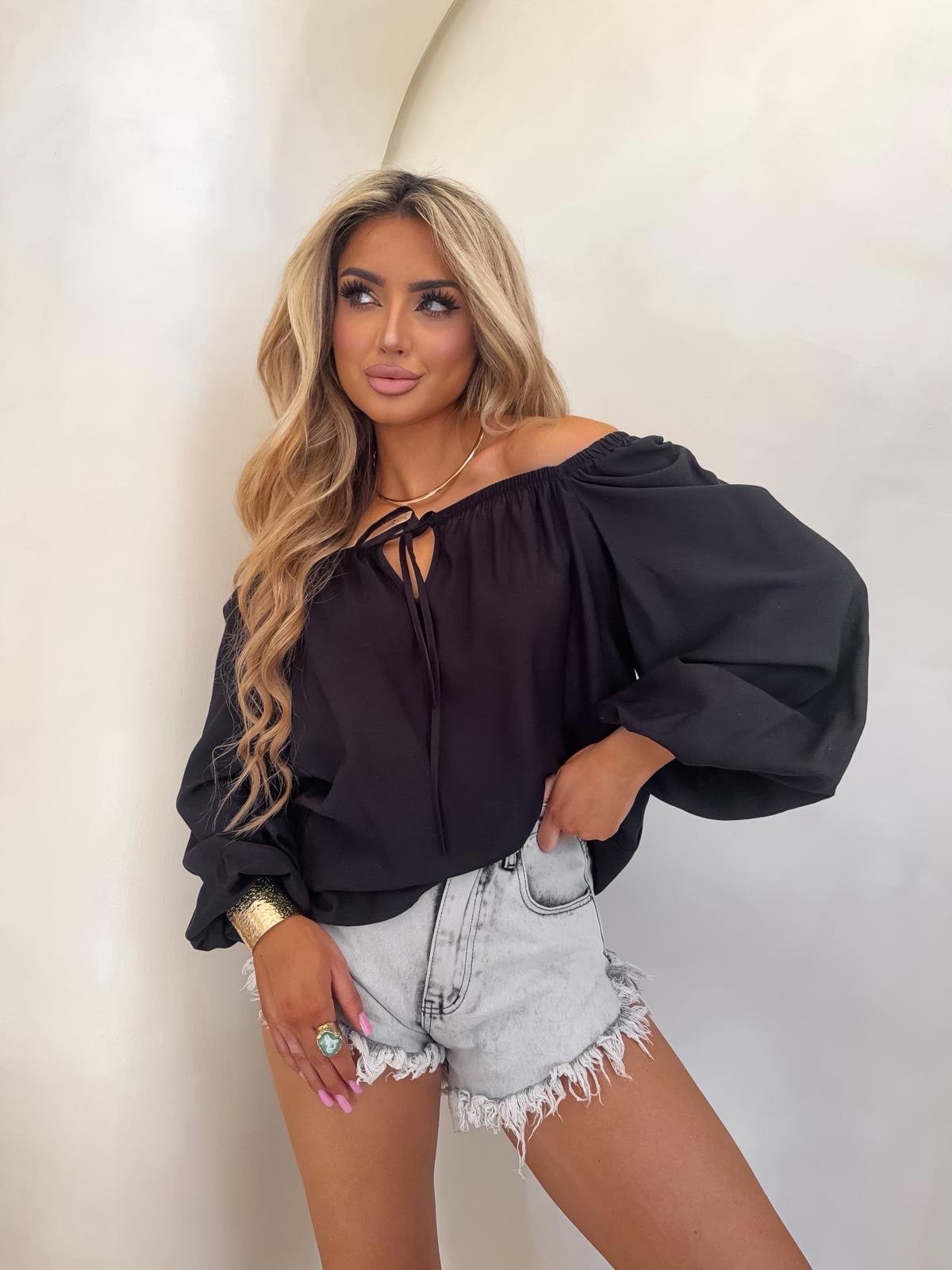 Bluzka hiszpanka LAURA, czarna