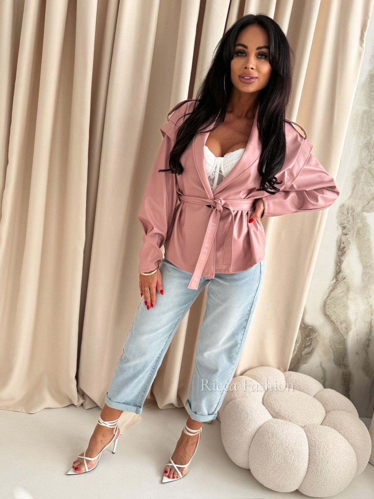 Ramoneska skórzana CATALINA, powder pink