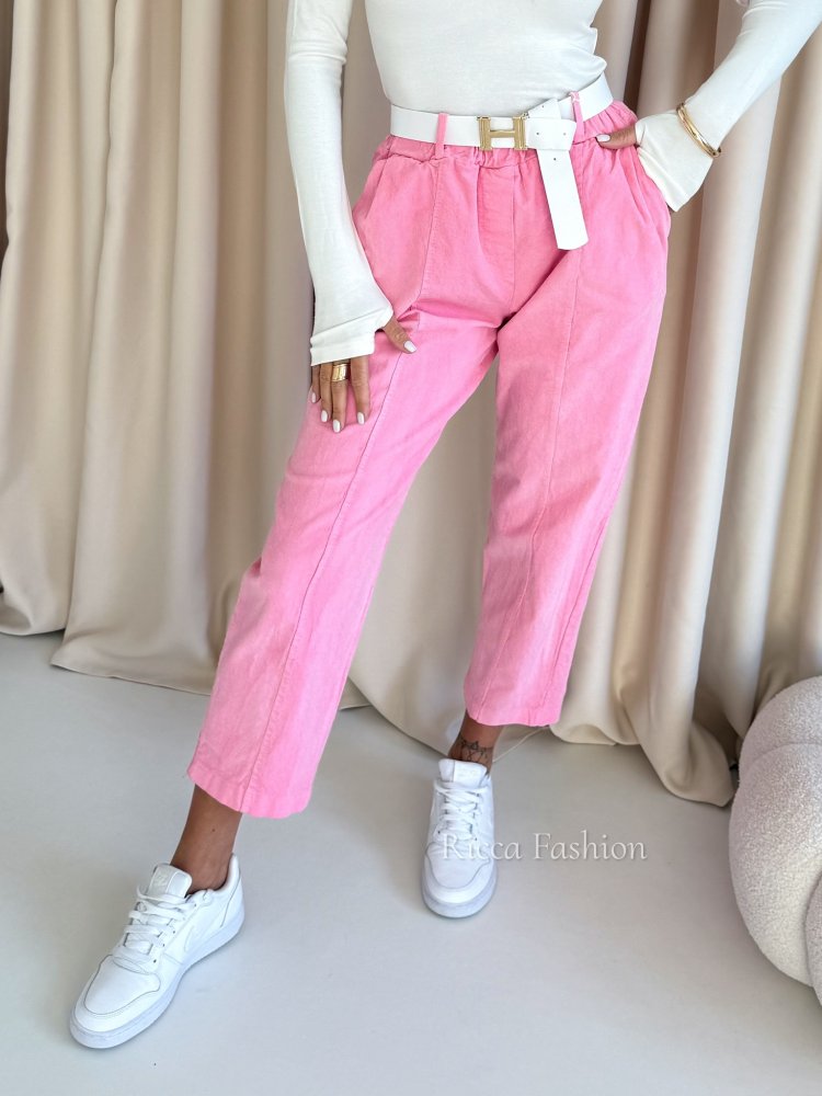 Spodnie sztruksowe SAVIO, sweet pink